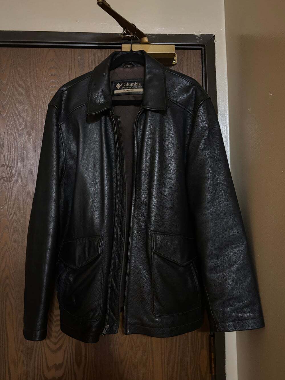 Columbia Men’s Black Leather Fall Winter Outerwear Coat/ Jacket